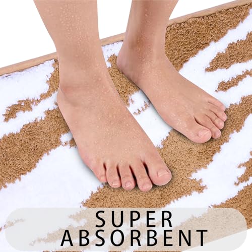 Bath Rug Mat Non Slip,Marble Indoor Doormat,20"x32" | Small Area Rug,Rubber Backed,Soft microfiber,Absorbent,Machine Washable,Bathroom,Entryway,Kitchen,Hallway - color: Beige White1