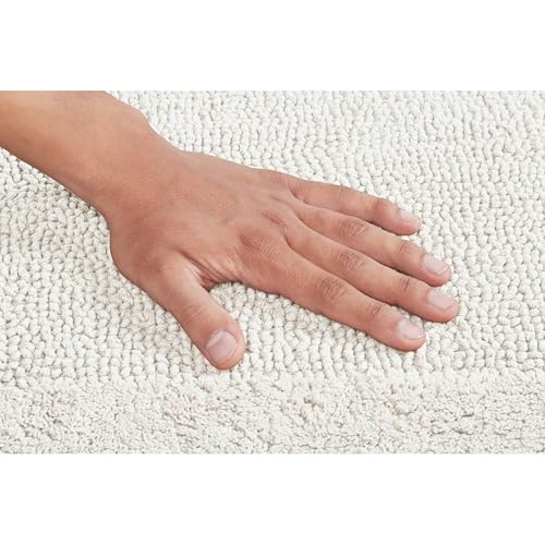 Better Trends Rectangle Bath Rug 100% Cotton Ultra Soft Water Absorbent, Reversible, Quick Dry Bath Mat, Washable Bath Mats for Bathroom, 17" x 24" Bathroom Rug Ivory Edge Collection