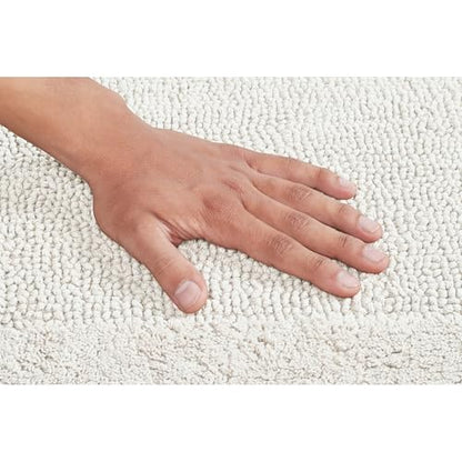Better Trends Rectangle Bath Rug 100% Cotton Ultra Soft Water Absorbent, Reversible, Quick Dry Bath Mat, Washable Bath Mats for Bathroom, 17" x 24" Bathroom Rug Ivory Edge Collection