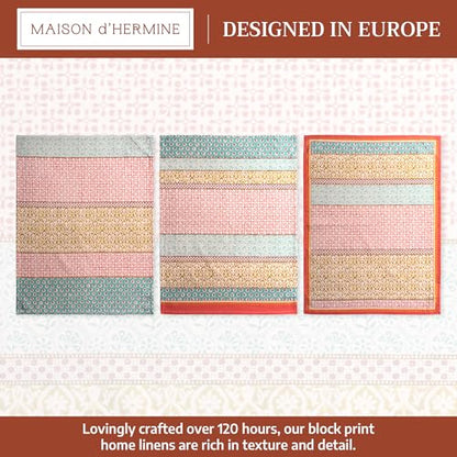 Maison d' Hermine Kitchen Towels Set of 3, 100% Cotton | Reusable, 27.50" x 20" - color: 005 - Provence