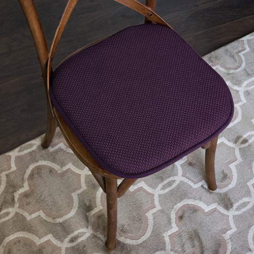Sweet Home Collection Cushion Memory Foam Chair Pads Honeycomb Nonslip Back Seat Cover 16" x 16" 4 Pack Eggplant Purple - color: Eggplant Purple, size: 4 Pack