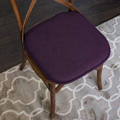 Sweet Home Collection Cushion Memory Foam Chair Pads Honeycomb Nonslip Back Seat Cover 16" x 16" 4 Pack Eggplant Purple - color: Eggplant Purple, size: 4 Pack