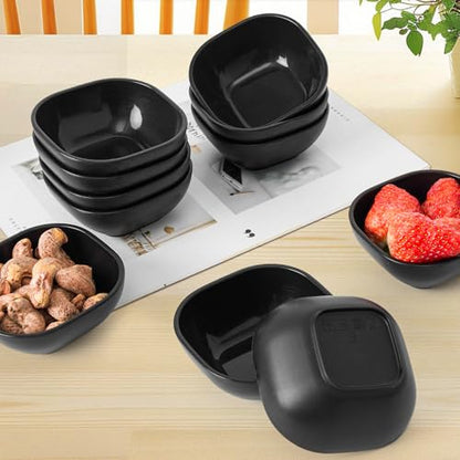SHECIPIN 12 Pack Unbreakable Dipping Bowls, 4.5 OZ Soy Sauce Dishes，dipping sauce cups，small bowls for dips - color: 12 piece Black