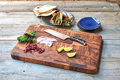 Ironwood Gourmet Large End Grain Prep Station Acacia Wood Cutting Board, 14 x 20-Inch, Brown - size: 20"L x 14"W