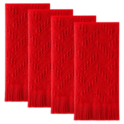 HunnmingRe 18 Pack Boho Hand Towel for Kitchen,Red | 14x30 Inch, 100% Turkish Cotton, Summer Boho Decorative ,Towel Waffle ,Farmhouse Decor ,Absorbent Soft ,Guest Gift - color: Red