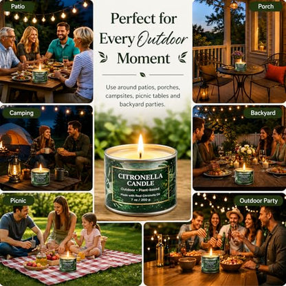 Citronella Candles Outdoor,6 Pack 42 oz Soy Wax Tin Candles with 7% Citronella Oil, Bonus Magnetic Bottle Opener, Up to 300 Hours, for Patio, Backyard, Camping, BBQ & Garden - color: Citronella Candles