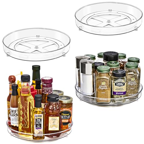 Sorbus 9 Inch Flat Clear Lazy Susan Organizer, Turntable Organizer for Spice Organization for Cabinet, Lazy Susan Turntable for Kitchen, Home, Office, Closet, Laundry Room Organization (4-Pack) - size: Flat 4 Pack