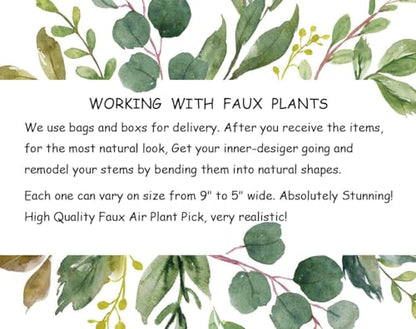 Casktcom® Large Green Real Touch Faux Air Plants, Lifelike Fake Tillandsia Pick, Artificial Air Plants for DIY Garden Wedding Home Decor — No Care Needed 5 pcs - size: Mix Size