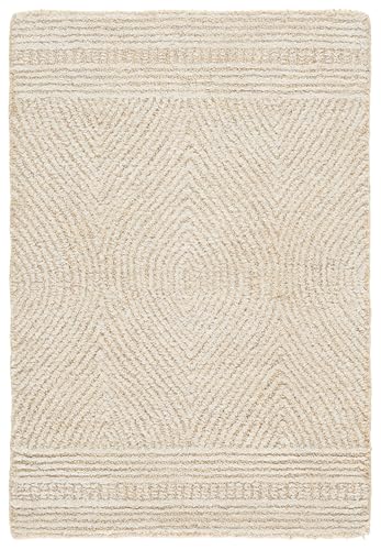 SAFAVIEH Abstract Collection Area Rug - 2'3" x 4', Ivory & Beige, Handmade Wool, Ideal for Hallway, Foyer, Entryway, Accent Space (ABT340A) - color: Ivory/Beige, size: 2'3" x 4' (Rectangular)