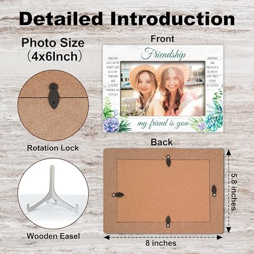 YSTEP Friendship Picture Frame, Best Friend Picture Frame, Long Distance Friendship Gifts, My Friend Is You Gifts, Wood 4x6 Photo Frame for Desk Display-B02 - style: Style 1