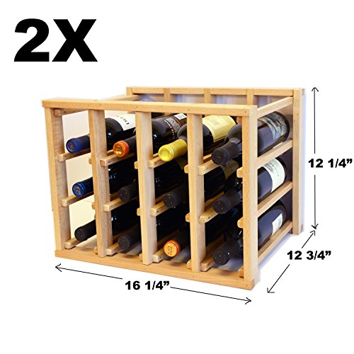 sfDisplay.com,LLC. 24 Bottle Modular Stackable Wine Rack Stack As Many Sets Together (2 Sets = 48 Bottle Capacity) - size: 2 sets = 48 Bottle Capacity