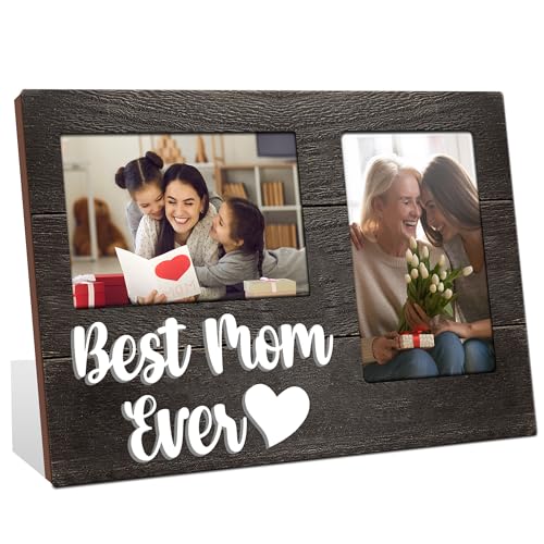 Gifts for Mom, Mothers Day Mom Gift from Daughters 3D Photo Frame Hold 4x6 Inches Two Photos, Picture Frames Present - color: mom