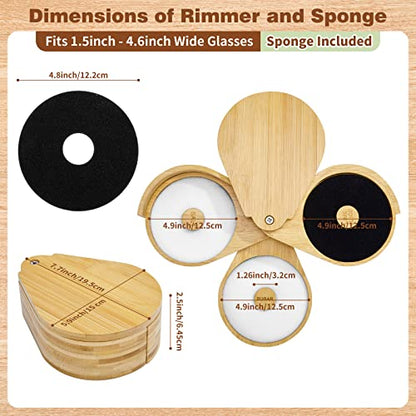 Margarita Salt Rimmer Set,1 Pack 3 Tier Bar Glass Rimmer Bamboo Wood Sugar Salt Box with Sponge,Bartender Tool for Cocktail and Margarita - size: Salt Rimmer-Wood*1
