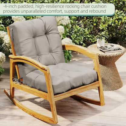 Outdoor Chair Cushions 42x21x4 Inch Set of 2, Beige | Patio Cushions for Dining Rocking Chairs, High Back Soft Seat Pad with Ties, Waterproof Fade Resistant, Indoor Outside Use - color: Beige