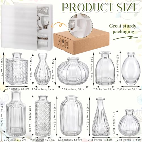 10 Pcs Stained Glass Hanging Propagation Vases with Rope Hanging Glass Planer Small Terrarium Pot Containers for Air Plants Flower Hydroponic Plants Garden Home Wedding Wall Decor (Tall,Clear) - color: Clear, size: Tall