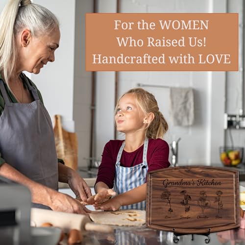 Personalized Cutting Board for Mom or Grandma – Birth Flower Garden Design, Custom Gift for Mother’s Day, Wedding, Birthday, Bridal Shower from Daughter or Son – Valentines Day Gifts for Her - style: Mom-Gift