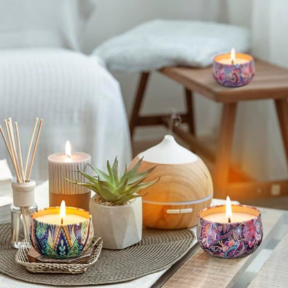Hausware 3 Pack Scented Candles, 2.5 oz Aromatherapy Candles with Floral Scents,Soy Candles Set with 72H Burning Time,Ideal Gift for Women (Lavender+Vanilla+Rose) - color: Lavender+Vanilla+Rose