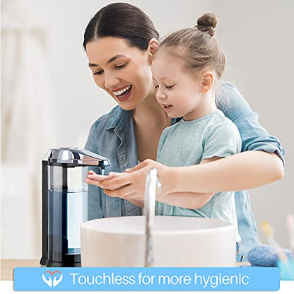 Secura 17oz Automatic Liquid Soap Dispenser, Touchless Battery Operated Hand Soap Dispenser with Adjustable Soap Dispensing Volume Control Dial, Personal Care Dispenser (Silver) - color: Silver, size: 500ml