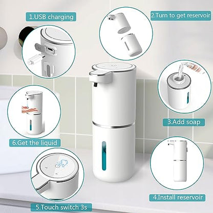 Automatic Liquid Soap Dispenser,Touchless Hand Soap Dispenser 13.5oz/400ml USB Rechargeabled Dispenser Electric,Wall Mounted 4 Levels Adjustable Soap Dispenser Pump for Bathroom Kitchen Dish Soap - color: White, style: Gel