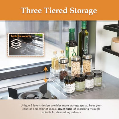 GREATLINK 3-Tier Acrylic Spice Rack Organizer for Cabinet and Kitchen – Cabinet & Countertop Storage for Spices, Seasonings, Pantry, Perfume & Medicine (1 Pack)