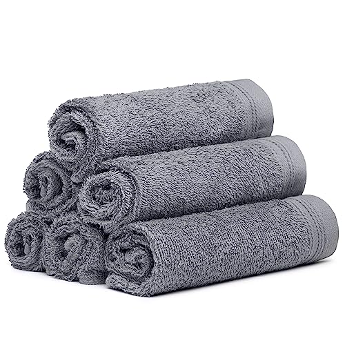 100% Cotton Washcloths Set 13” x 13” | Dark Grey Towels | Set of 6 Ultra Soft and Highly Absorbent Washcloths Sets for Bathroom, Gym, Spa | Machine Washable Face Towel - color: Dark Grey, size: 6 Pcs 13" x 13"