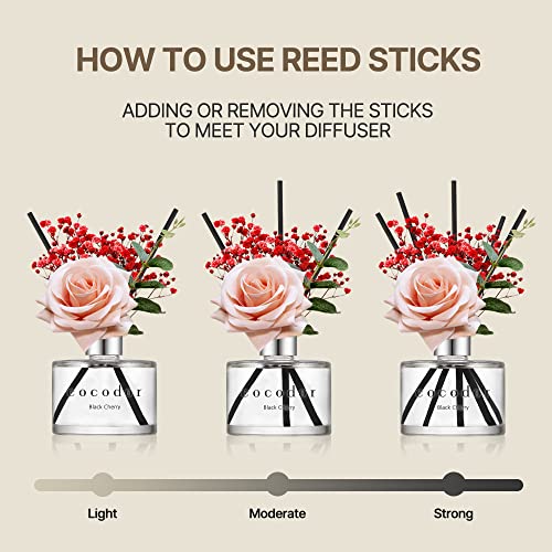 COCODOR Rose Flower Reed Diffuser/White Jasmine/6.7oz/1Pack / Home Fragrance Scent Essential Oil Stick Diffuser for Bedroom Bathroom Home Decor for Women - size: Rose/6.7Ounce/1Pack