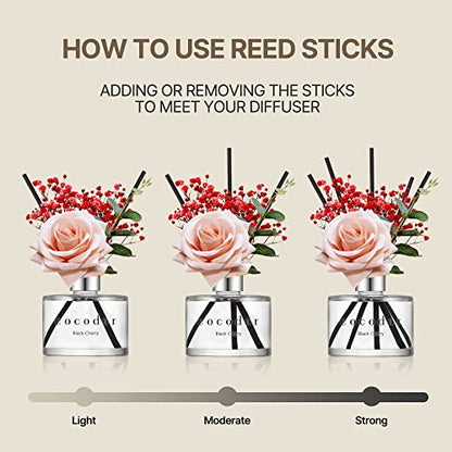 COCODOR Rose Flower Reed Diffuser/White Jasmine/6.7oz/1Pack / Home Fragrance Scent Essential Oil Stick Diffuser for Bedroom Bathroom Home Decor for Women - size: Rose/6.7Ounce/1Pack