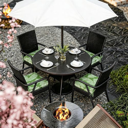 COZYVIDA Outdoor Dining Chair Cushion Set of 4, 20"x20" Square Seat Pads with Tie Straps and YKK Zippers, 35D High-Density Foam, Water-Resistant Fabric,UV-Resistant 1000+ Hrs - color: Print 036