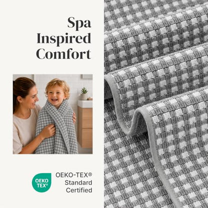 Modern Threads 6 Piece Cotton Bath Towel Set – Ultra Soft 600 GSM Towels – Bathroom Set with Hand Towels and Washcloths – Waffle (Silver Cloud) - color: Silver Cloud, size: Standard, style: Waffle