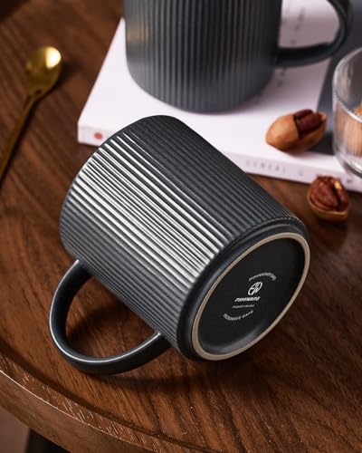 famiware Coffee Mug Set of 4, Star 16 oz Large Mugs Cup Set with Handle | Ceramic Mug for Coffee, Latte, Tea, Stackable Drinkware Set, Microwave & Dishwasher Safe, Matte White + Matte Dark Charcoal - color: Matte White + Matte Dark Charcoal, size: 4 Count