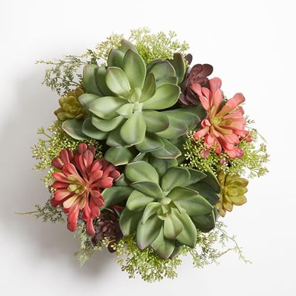CG Hunter Faux Succulent Arrangement, Premium Artificial Indoor Plant Enhances Interior Design, Display on Any Surface in Your Home Adding an Inviting Touch of Nature, Grey Planter Pot Included - size: 14" Round Grey