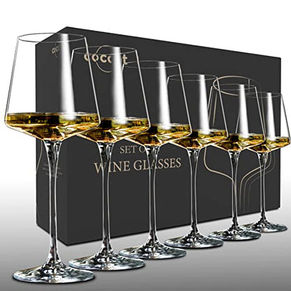coccot Wine Glasses Set of 6,Crystal White Wine Glasses,Red Wine Glass Set, Wine Glasses Long stem,Clear Lead-Free Premium Blown Glassware (18.5oz,6 pack) - color: Clear