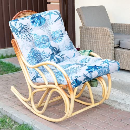 Hoteam 4 Set Outdoor Patio Chair Cushions 20 x 42 in Deep Seat Waterproof Patio Cushions Set for Furniture Replacement Removable Seat and Back (Ocean) - style: Ocean