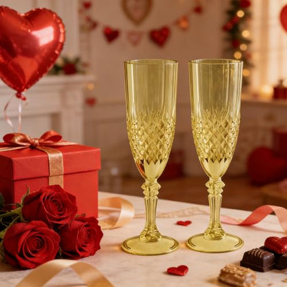12 Pack Plastic Champagne Flutes, Gold Reusable Champagne Glass | Unbreakable Hard Plastic Mimosa Cups Bulk with Stem, Fancy Stemware for Wedding, Party & NYE Celebration - color: Gold