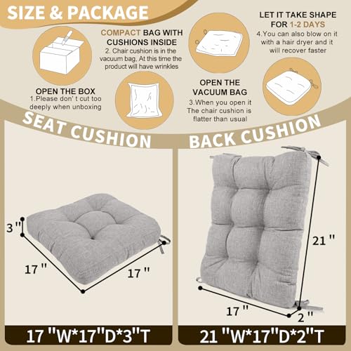 BUYUE Chair Cushion Set for Rocking Chair, Back Pillow & Seat Cushion with Ties, Original Woven Fabric Non-Slip Chair Pads for Elderly Sitting, Light Gray - color: Light Gray