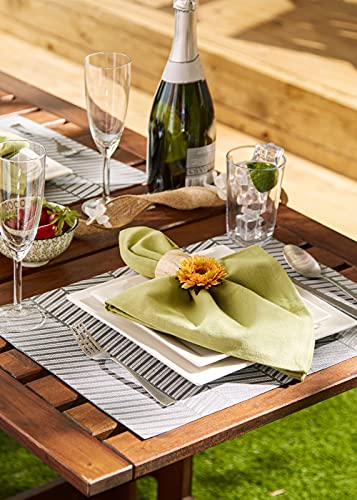 DII Farmhouse Stripe Woven Tabletop Collection Placemat Set, 13x17.25, Gray, 6 Piece - color: Gray