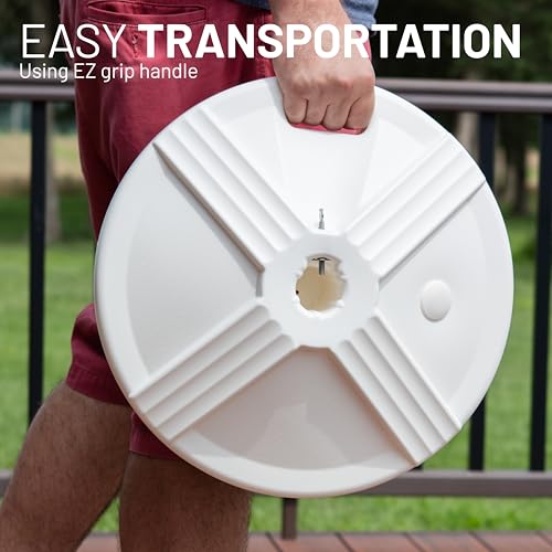 US Weight Durable 50 Pound Fillable Umbrella Base Designed to be Used with a Patio Table - color: White