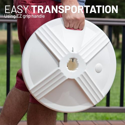US Weight Durable 50 Pound Fillable Umbrella Base Designed to be Used with a Patio Table - color: White