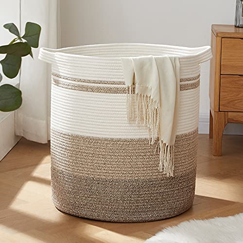 OIAHOMY 80L Laundry Baskets Hamper with Handles,Decorative Basket for Living room,Woven Storage Basket for Toys Bin,Pillows, Blankets,Clothes-20x18in-Gradient Yellow - color: Gradient Yellow, size: 18*18*20in