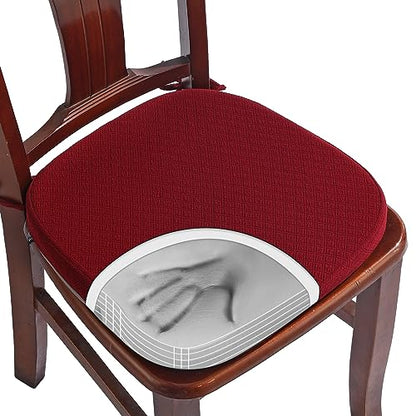 BUYUE Luxury 100% Pure Memory Foam Chair Cushion 1 Pack, Jacquard 16" U-Shape Comfortable Dining Chair Pad, Removable Slip Resistant Kitchen Chair Seat Cushion, (1 piece, Burgundy) - color: Burgundy