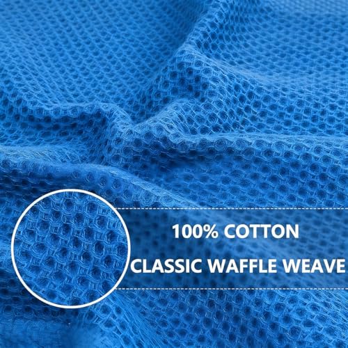 100% Cotton Waffle Weave Kitchen Dish Cloths, 6 Pack Ultra Soft Absorbent, Quick Drying Dish Towels, 12x12 Inches, Dish Rags for Drying Dishes & Daily Kitchen Use (Blue - color: Blue