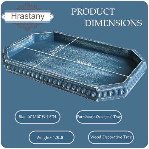 Hrastany Blue Wood Deocrative Tray, Coffee Table Tray for Centerpiece - color: Burnt-c8, size: 15.7" x 10.2" x 1.6"