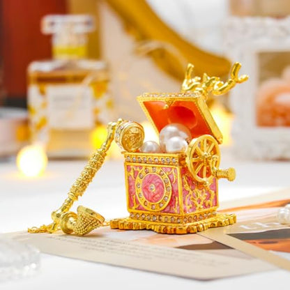 QIFU Elegant Pink Telephone Shaped Enameled Trinket Box Hinge, Unique Jewelry Storage Box - color: T5 Pink