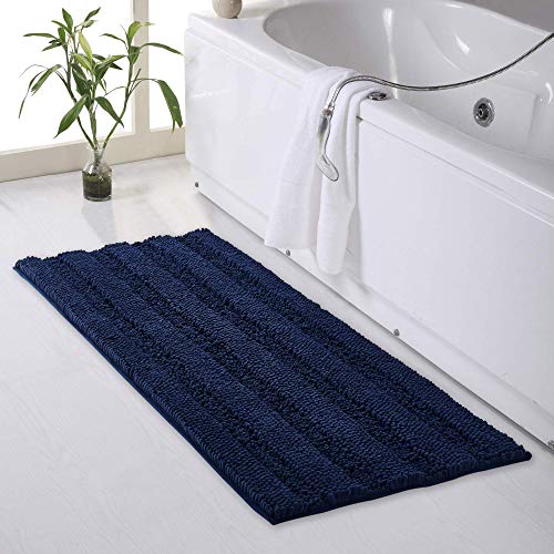 KGORGE Bathroom Rugs Mats - Water Absorbent Bath Mat Non-Slip Extra Soft Thick Shaggy Plush Carpet for Tub Kitchen Toilet Decorations Gifts, Navy Blue, 47 x 24, 1 Piece - color: Navy Blue, size: 24"W x 47"L (Pack of 1)