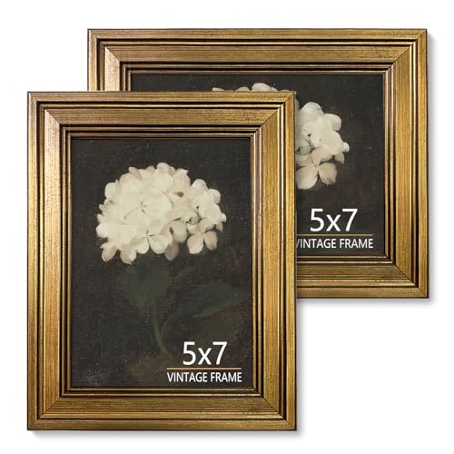 5x7 Picture Frame Vintage Gold Set of 2 for Tabletop & Wall Mount | Picture Frames for Living Room, Bedroom, Office Décor & Wedding Gift - color: Gold, size: 5X7 - 2 Pack