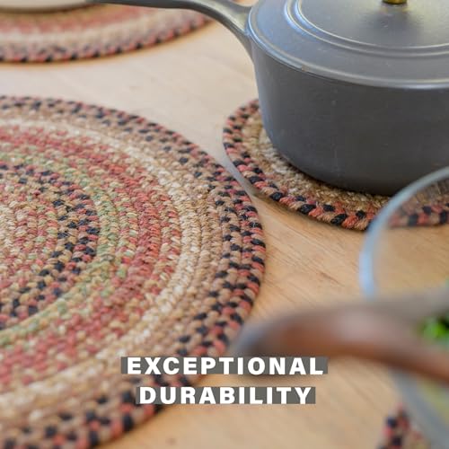 Homespice Gingerbread Jute Braided Placemats, Rect 13x19 Set of 6 | Brown Protects Tabletop in Style and Everyday and Holiday Table Mats, Rich Colors, Reversible, Durable and Easy to Clean - color: Gingerbread