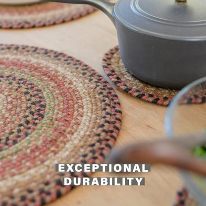 Homespice Gingerbread Jute Braided Placemats, Rect 13x19 Set of 6 | Brown Protects Tabletop in Style and Everyday and Holiday Table Mats, Rich Colors, Reversible, Durable and Easy to Clean - color: Gingerbread