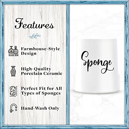Home Acre Designs Sponge Holder for Kitchen Sink - Rustic Farmhouse Home & Kitchen Decor - White Ceramic - style: Farmhouse