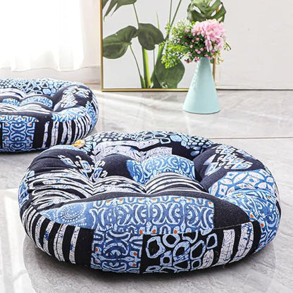 Round Meditation Floor Cushions,Large Floor Pillow Sitting for Adults and Kids,Boho Seats for Yoga Cushion India Seating Pad Balcony Bedroom Tatami Living Room,22x22 Inch