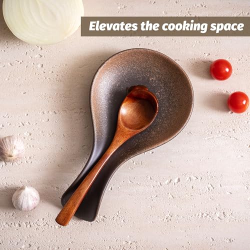 Ceramic Spoon Rest for Stove Top, 8 Inches Large Spoon Holder for Kitchen Counter, Porcelain Utensil Rest, Housewarming Christmas Gift, Dishwasher Safe Heat-Resistant, Ice-Flecked Smoke White(1 PC) - color: Ice-Flecked Smoke White